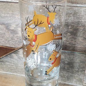 Libbey Glass Company - Prancing Reindeer Holiday Glass - Snowflakes  #1